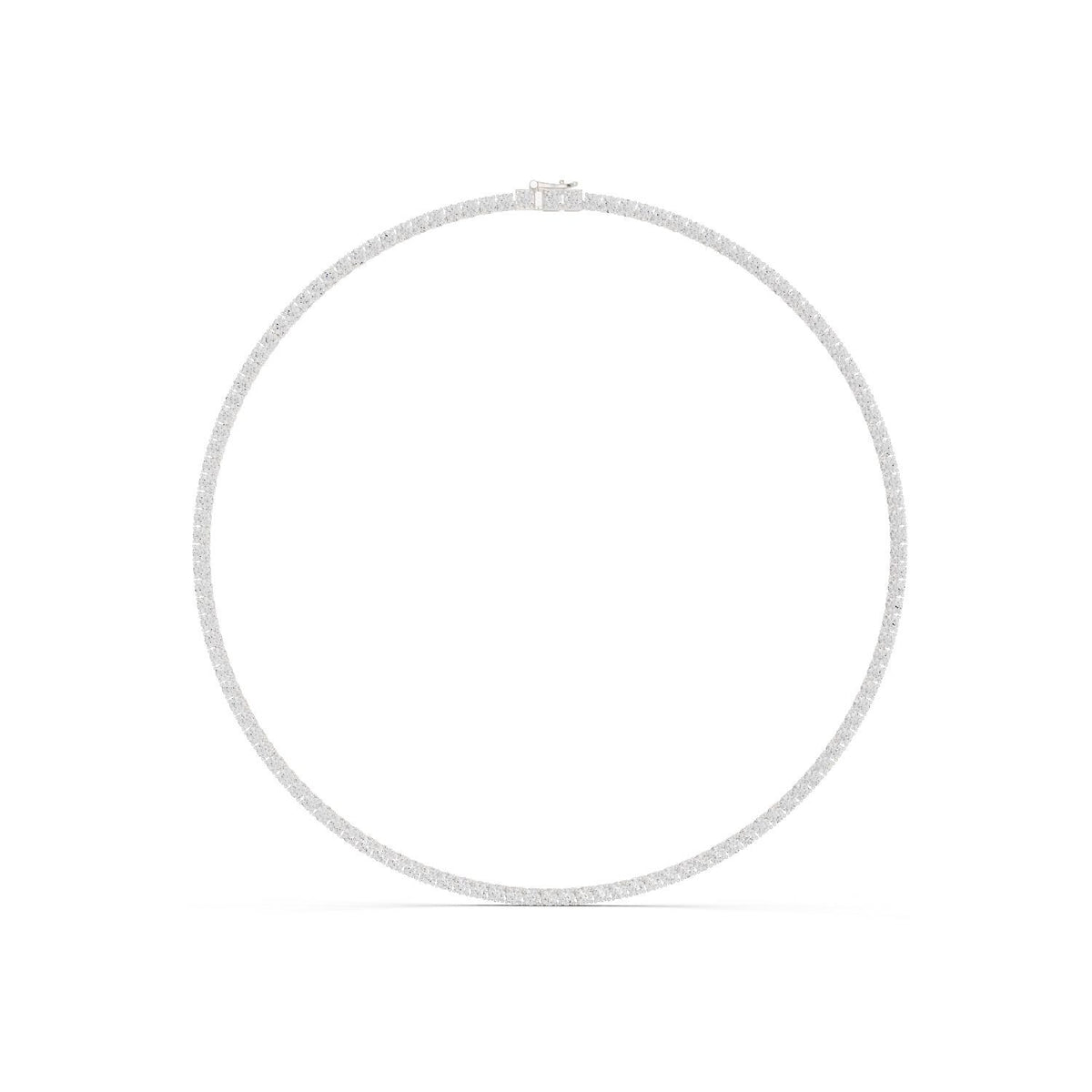 Classic Round Moissanite Tennis Necklace – 925 Sterling Silver, 18K Gold Vermeil