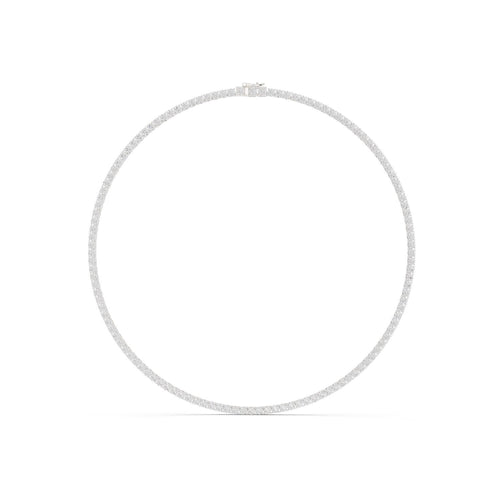 Classic Round Moissanite Tennis Necklace – 925 Sterling Silver, 18K Gold Vermeil