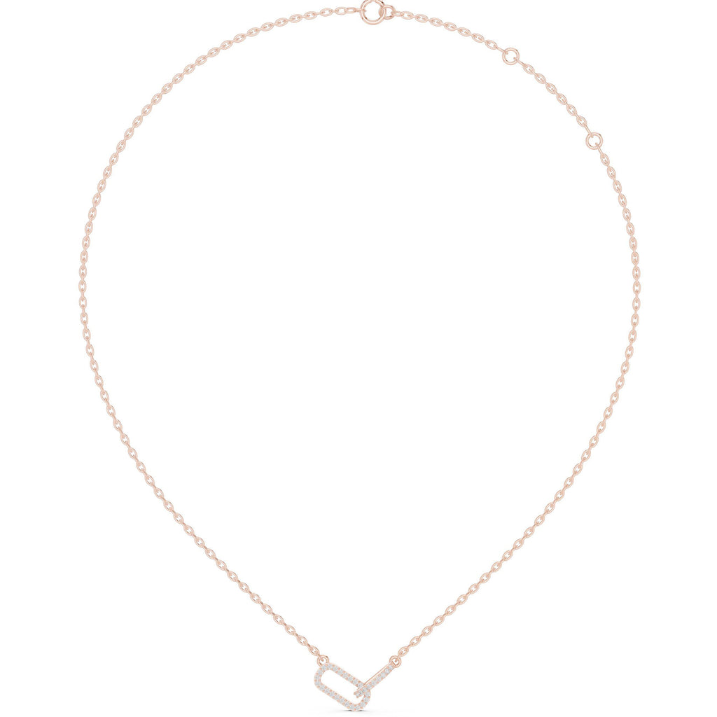 Moissanite Pavé Paperclip Bar Necklace – 925 Sterling Silver, 18K Gold Vermeil