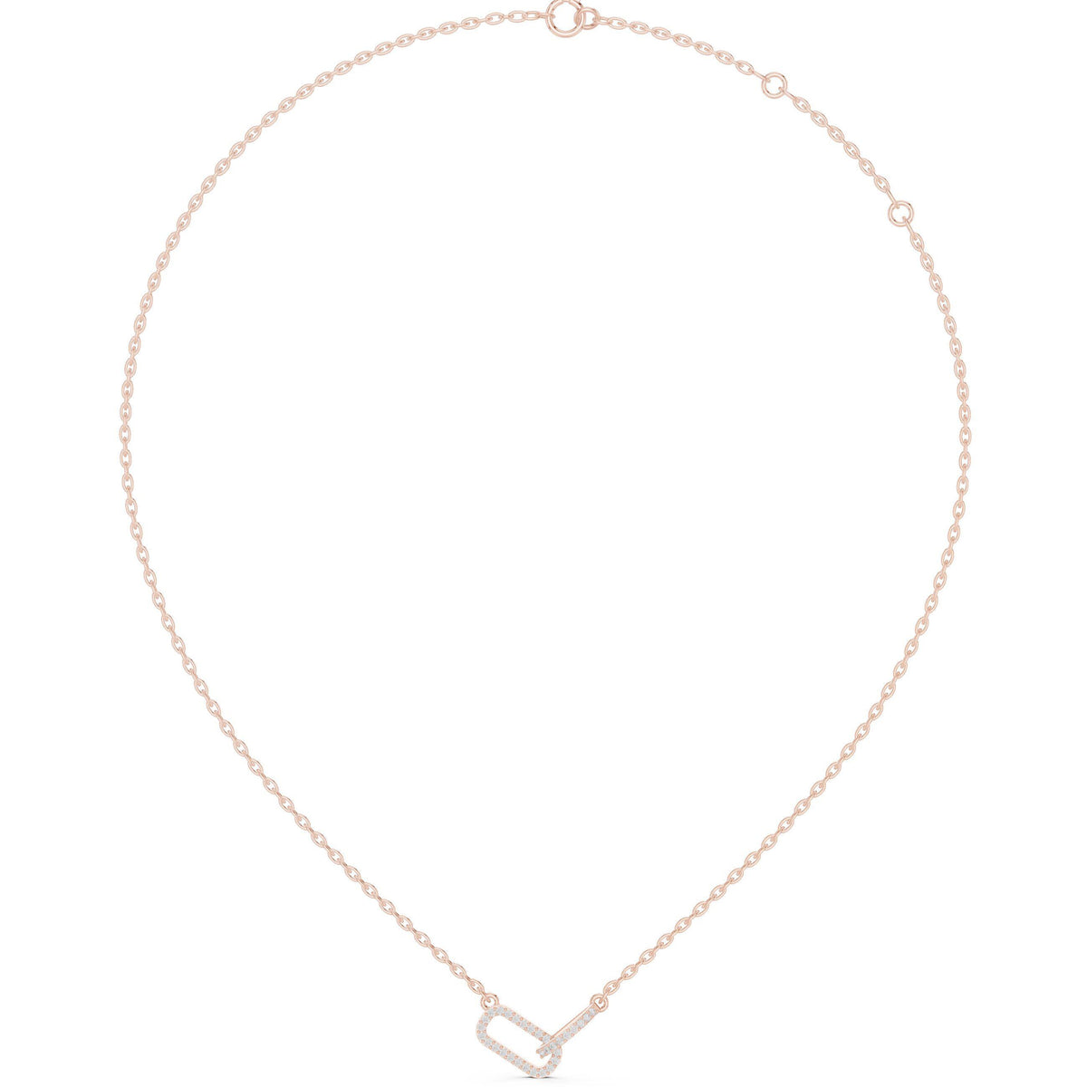 Moissanite Pavé Paperclip Bar Necklace – 925 Sterling Silver, 18K Gold Vermeil