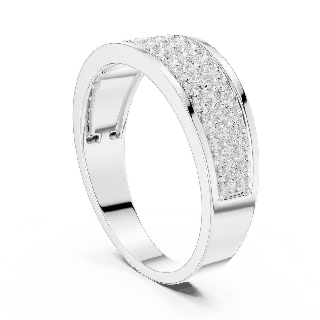 Men's Wide Domed Pavé Moissanite Band – 925 Sterling Silver, 18K Gold Vermeil