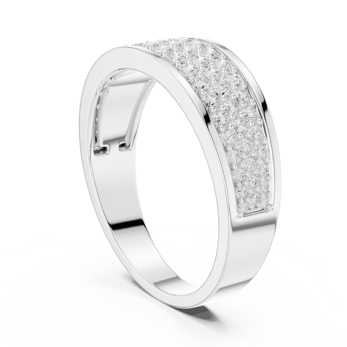 Men's Wide Domed Pavé Moissanite Band – 925 Sterling Silver, 18K Gold Vermeil