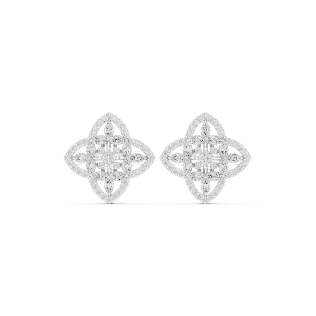 Moissanite Quatrefoil Stud Earrings – 925 Sterling Silver, 18K Gold Vermeil