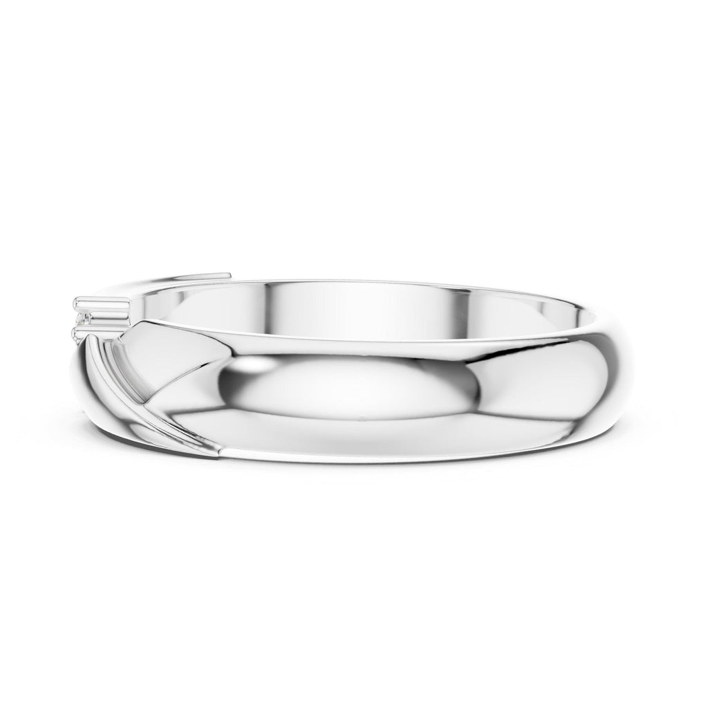 Men's Moissanite Band with Diagonal Pavé Accent – 925 Sterling Silver, 18K Gold Vermeil