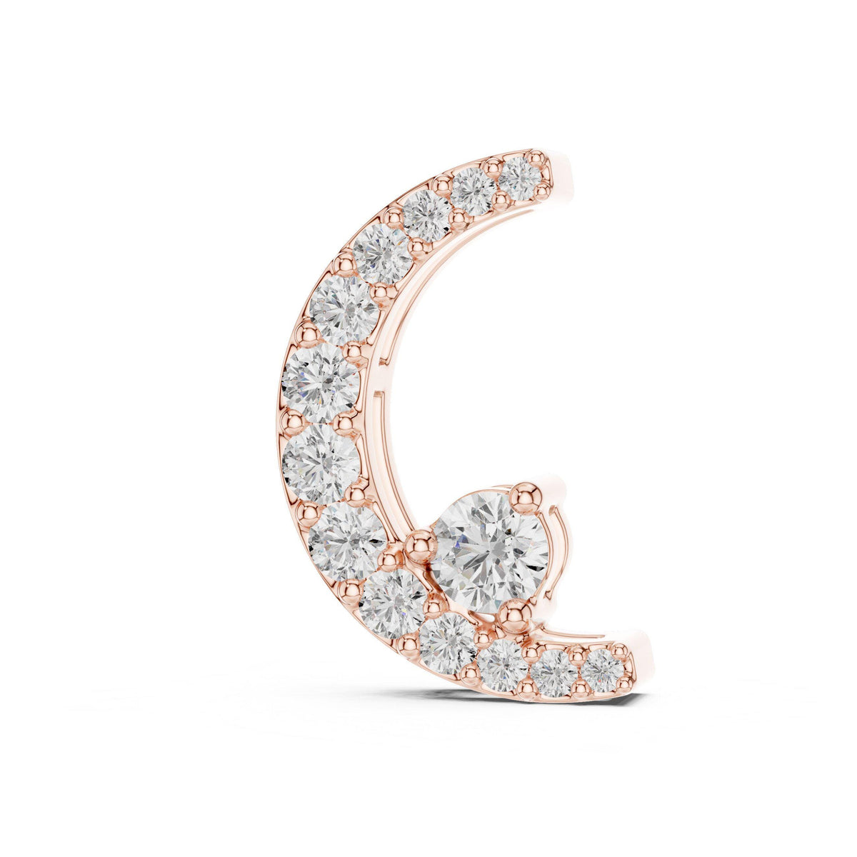 Moissanite Crescent Moon Pendant Necklace – 925 Sterling Silver, 18K Gold Vermeil