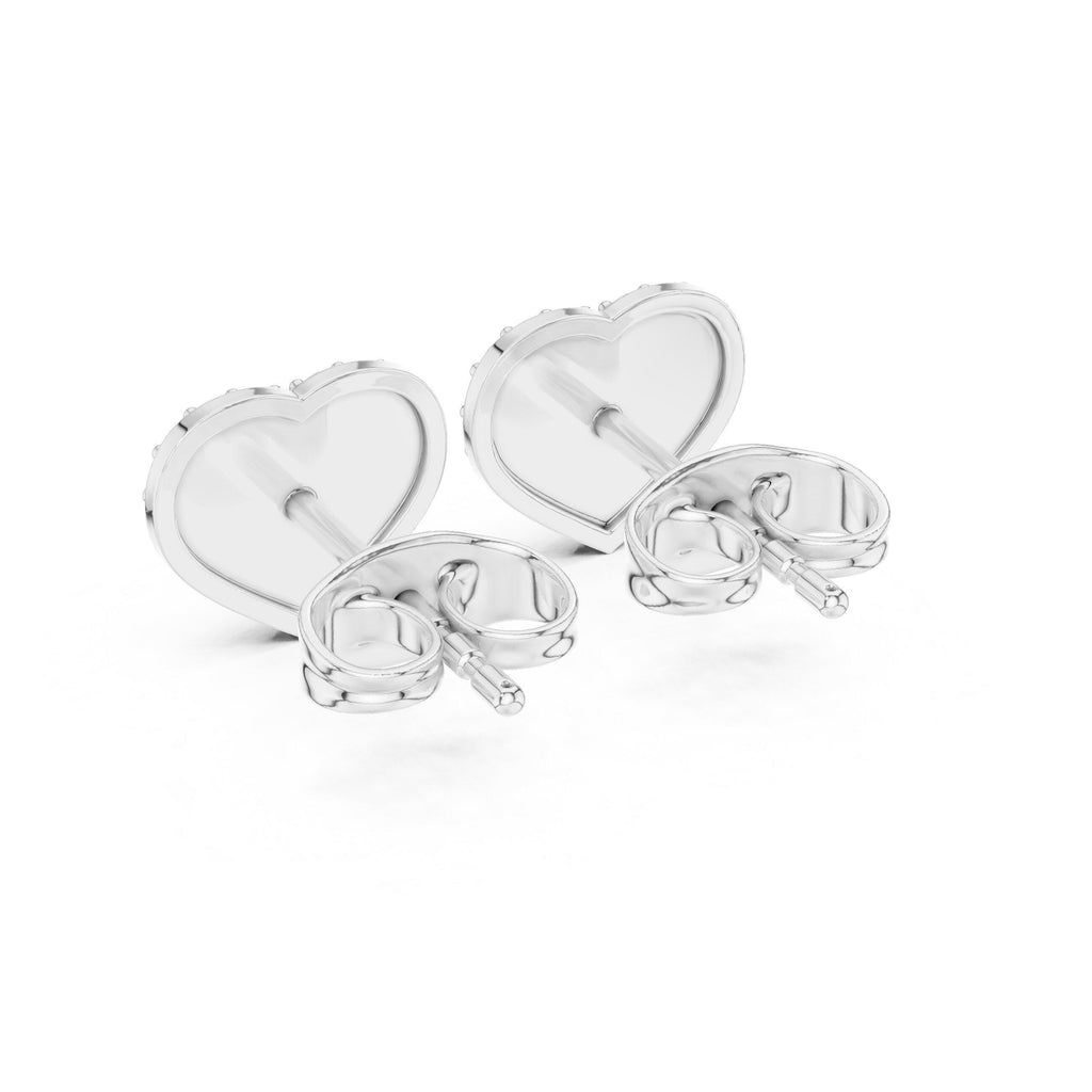 Moissanite Pavé Heart Stud Earrings – 925 Sterling Silver, 18K Gold Vermeil