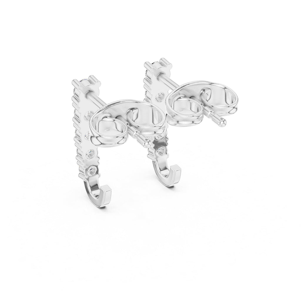 Moissanite Five-Stone Bar Stud Earrings – 925 Sterling Silver, 18K Gold Vermeil