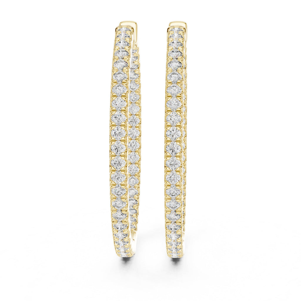 Moissanite Inside-Out Pavé Hoop Earrings – 925 Sterling Silver, 18K Gold Vermeil