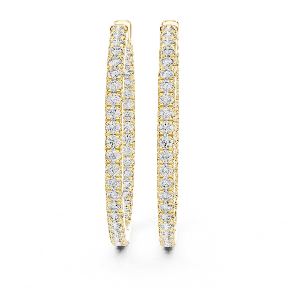 Moissanite Inside-Out Pavé Hoop Earrings – 925 Sterling Silver, 18K Gold Vermeil