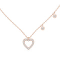 Moissanite Pavé Open Heart Charm Necklace – 925 Sterling Silver, 18K Gold Vermeil