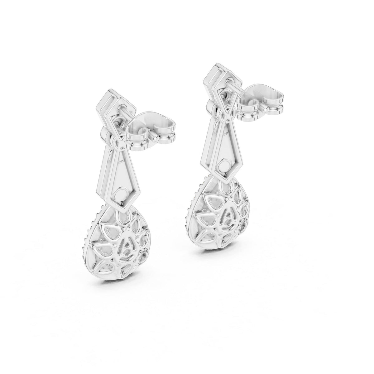 Pear Moissanite Halo Infinity Drop Earrings – 925 Sterling Silver, 18K Gold Vermeil