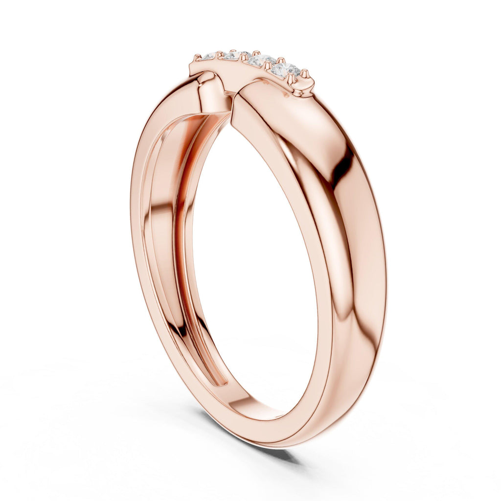 Men's Slim Open-Band Moissanite Ring with Pavé Accent – 925 Sterling Silver, 18K Gold Vermeil