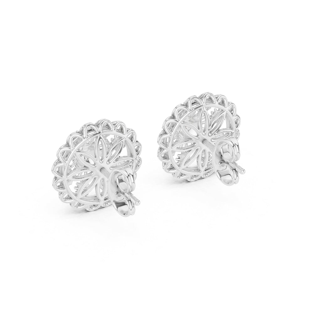 Moissanite Mandala Stud Earrings – 925 Sterling Silver, 18K Gold Vermeil