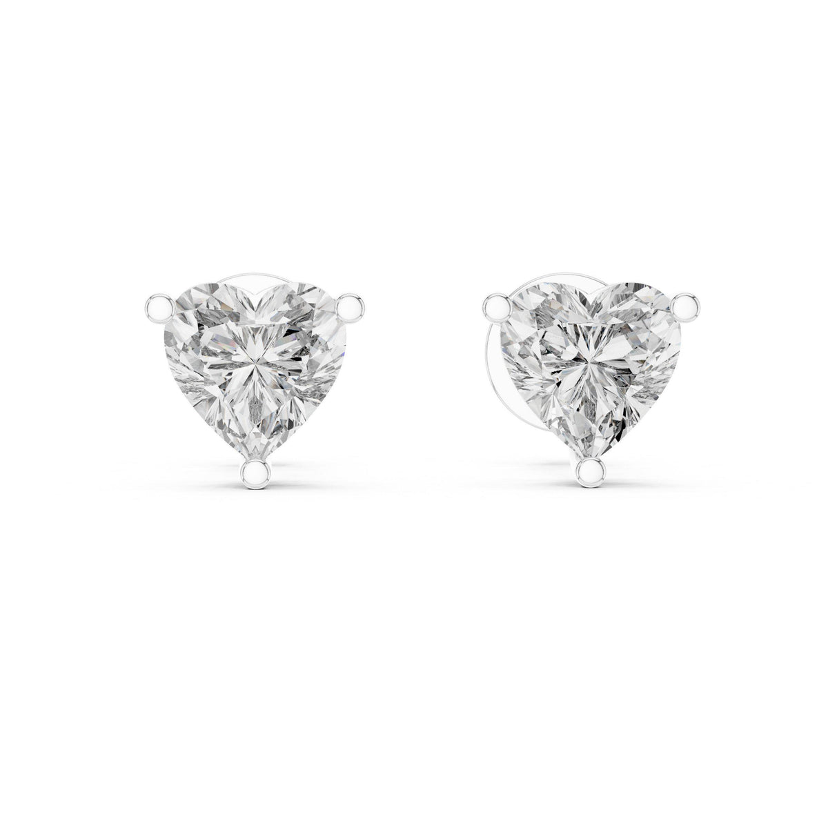 Heart Moissanite Stud Earrings – 925 Sterling Silver, 18K Gold Vermeil