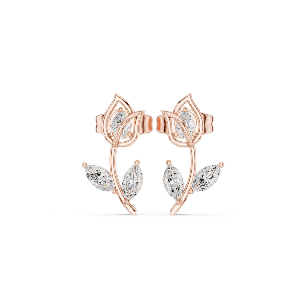 Moissanite Tulip Stud Earrings – 925 Sterling Silver, 18K Gold Vermeil