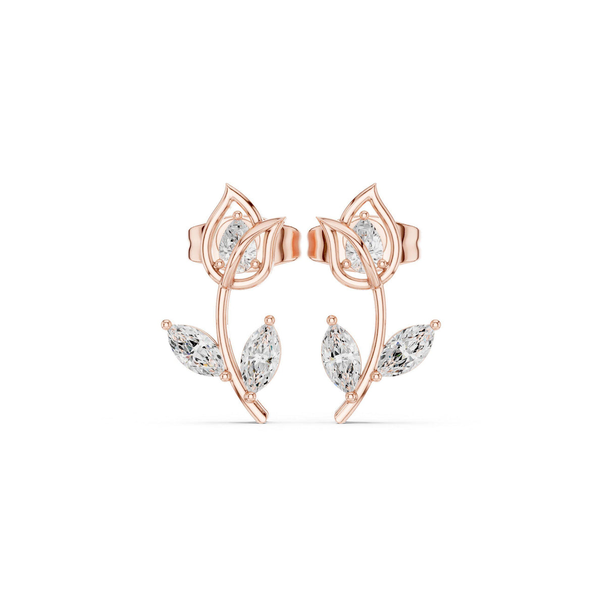 Moissanite Tulip Stud Earrings – 925 Sterling Silver, 18K Gold Vermeil