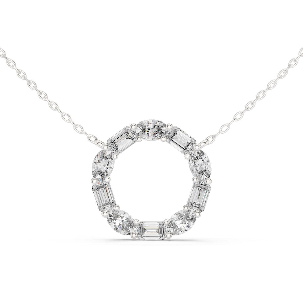 Moissanite Eternity Circle Necklace – 925 Sterling Silver, 18K Gold Vermeil