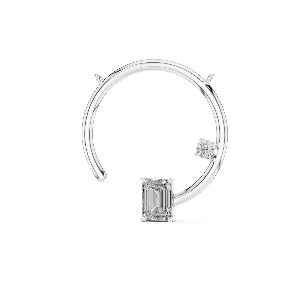 Emerald-Cut Moissanite Open Circle Pendant Necklace – 925 Sterling Silver, 18K Gold Vermeil