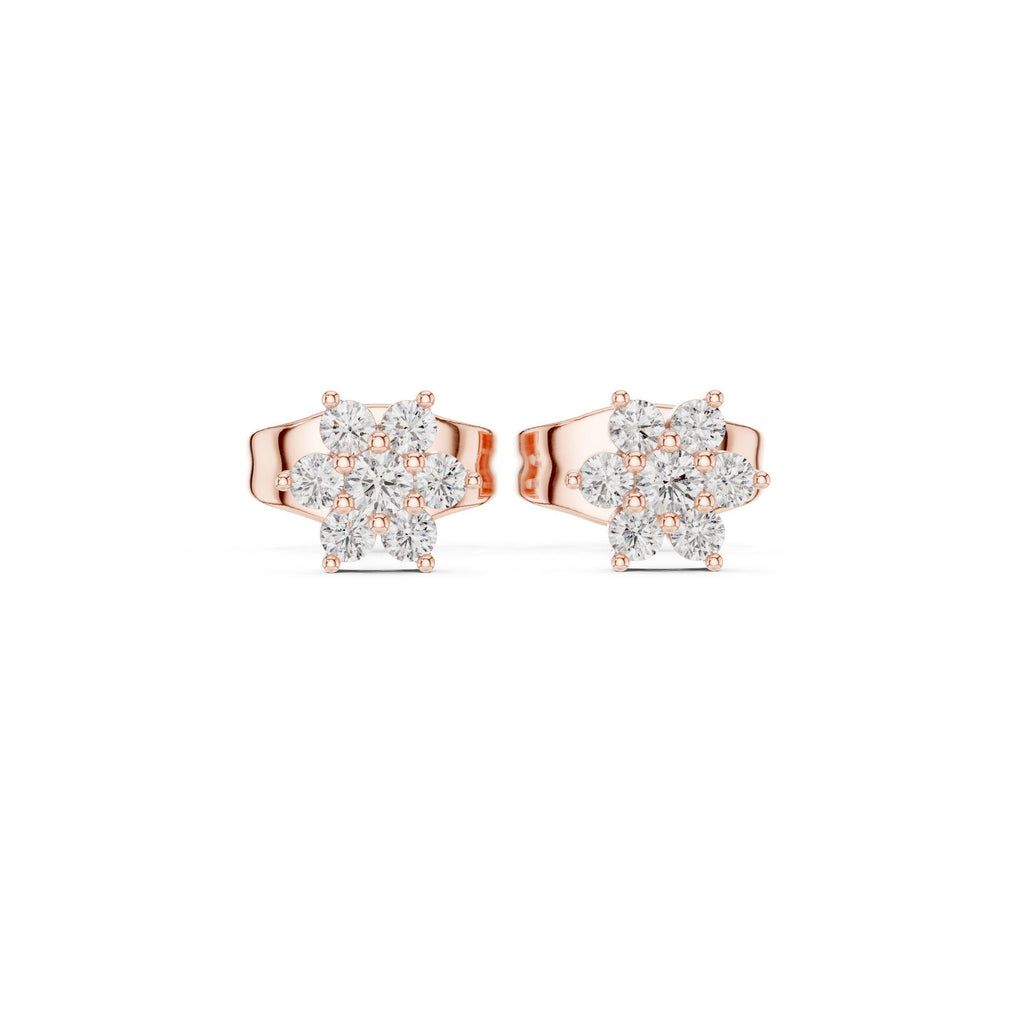 Moissanite Petite Flower Cluster Stud Earrings – 925 Sterling Silver, 18K Gold Vermeil