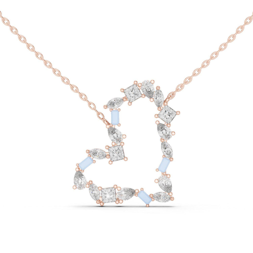 Pear & Baguette Moissanite V Necklace – 925 Sterling Silver, 18K Gold Vermeil
