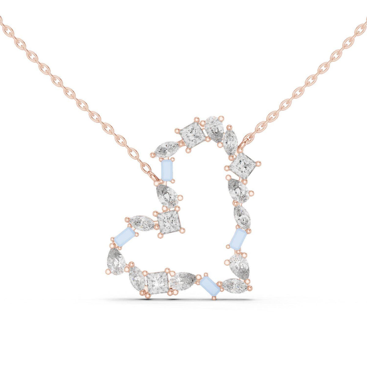 Pear & Baguette Moissanite V Necklace – 925 Sterling Silver, 18K Gold Vermeil