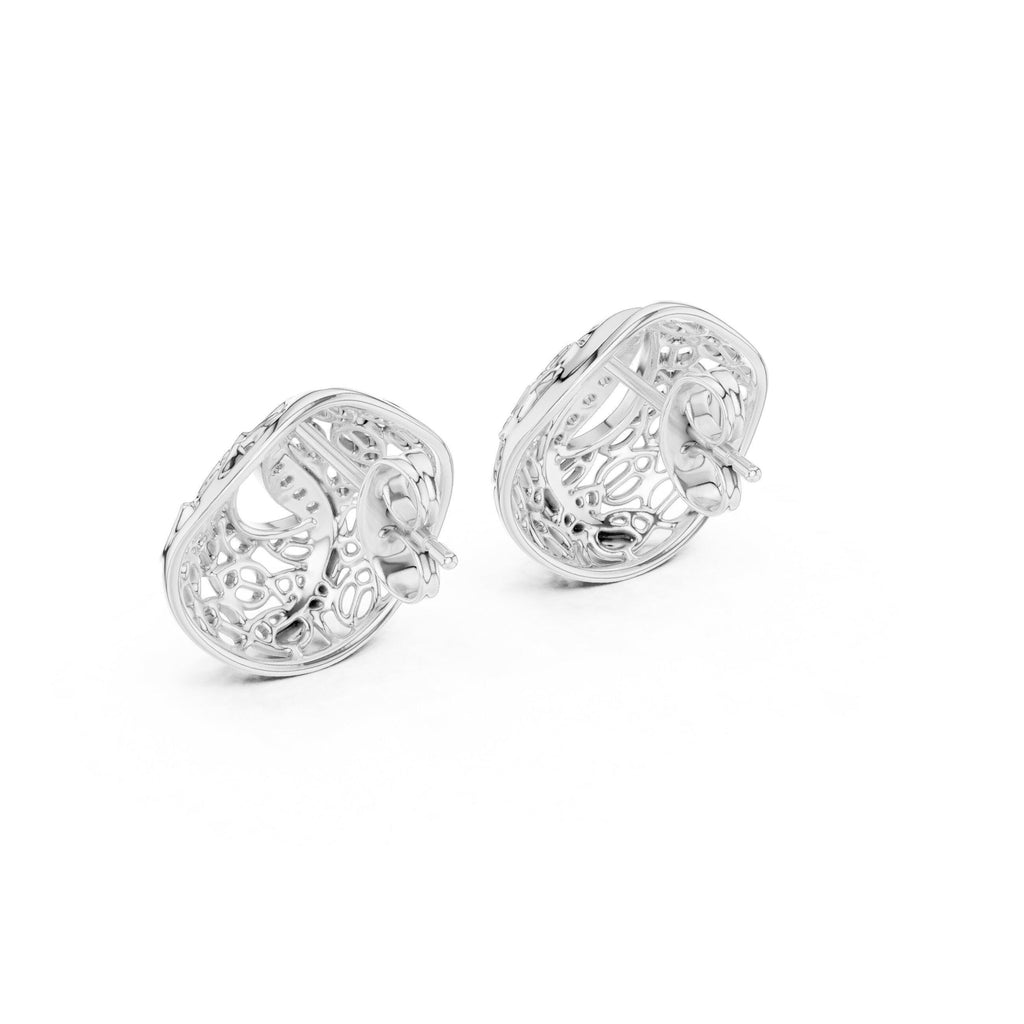 Moissanite Lattice Dome Stud Earrings – 925 Sterling Silver, 18K Gold Vermeil