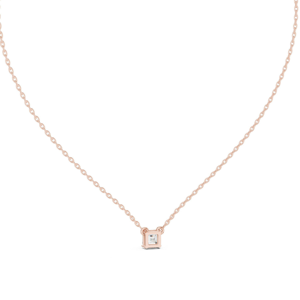 Asscher-Cut Moissanite Solitaire Necklace – 925 Sterling Silver, 18K Gold Vermeil
