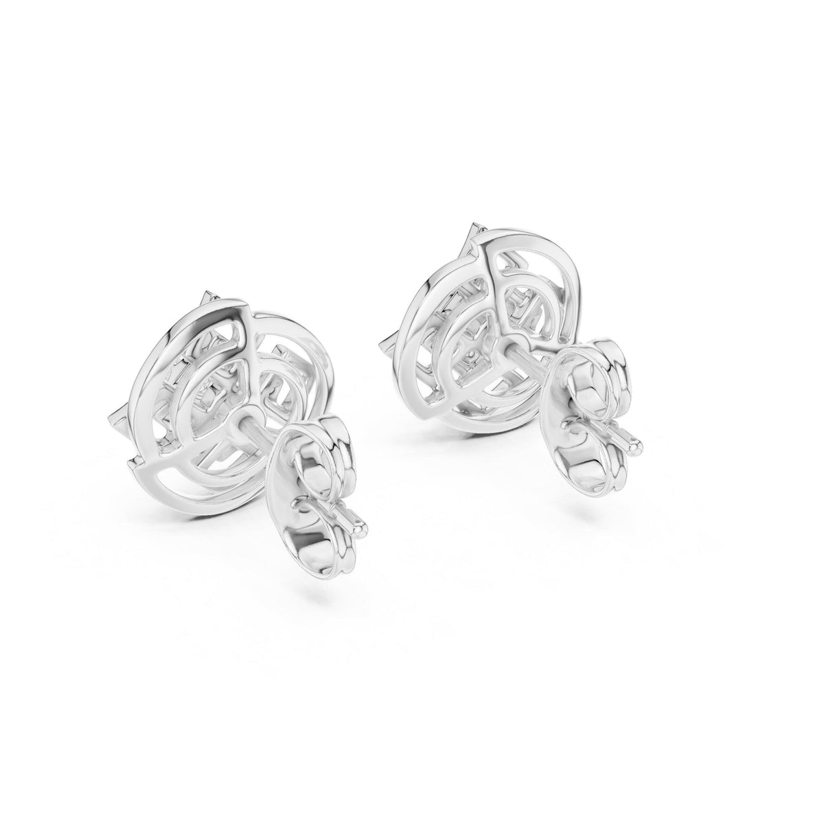 Moissanite Halo Rosette Stud Earrings – 925 Sterling Silver, 18K Gold Vermeil