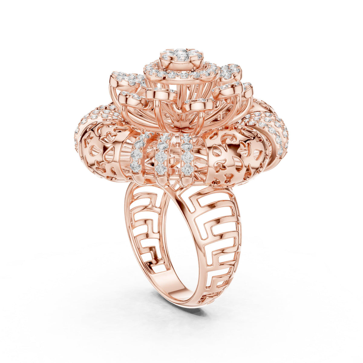 Moissanite Crown Cocktail Ring – 925 Sterling Silver, 18K Gold Vermeil