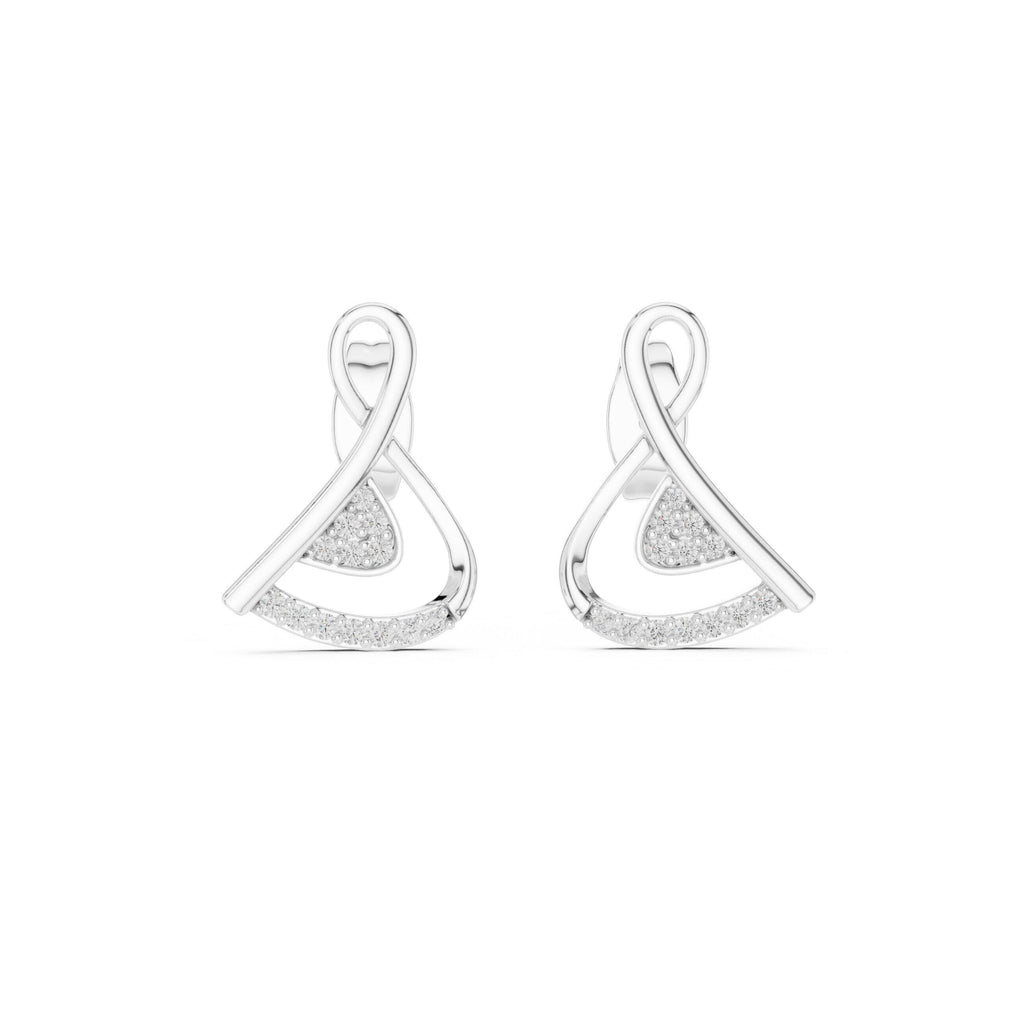 Moissanite Twisted Ribbon Stud Earrings – 925 Sterling Silver, 18K Gold Vermeil
