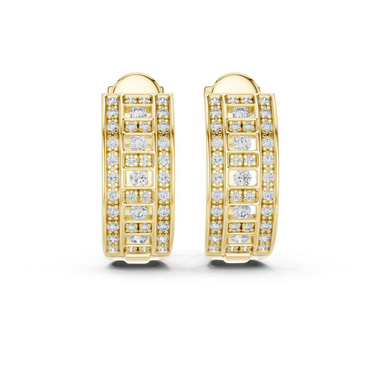 Moissanite Pavé Wide Half-Hoop Earrings – 925 Sterling Silver, 18K Gold Vermeil