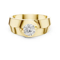 Men's Round Moissanite Ring, Tapered Wide Band – 925 Sterling Silver, 18K Gold Vermeil