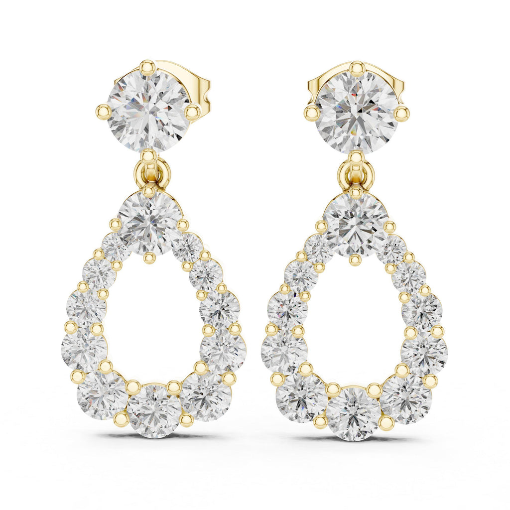 Open Teardrop Moissanite Drop Earrings – 925 Sterling Silver, 18K Gold Vermeil