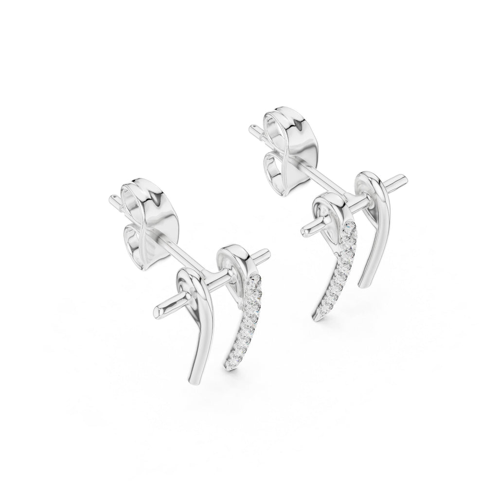 Moissanite Pavé Bar Front-Back Earrings – 925 Sterling Silver, 18K Gold Vermeil