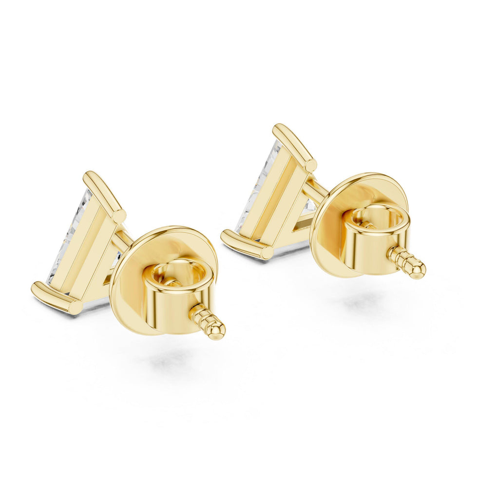 Trillion Moissanite Stud Earrings – 925 Sterling Silver, 18K Gold Vermeil