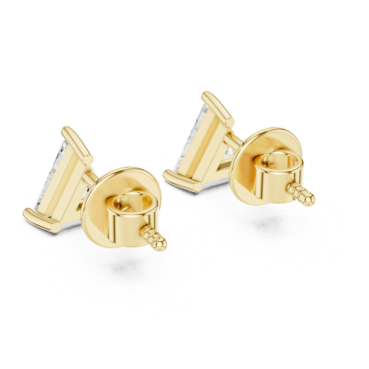 Trillion Moissanite Stud Earrings – 925 Sterling Silver, 18K Gold Vermeil