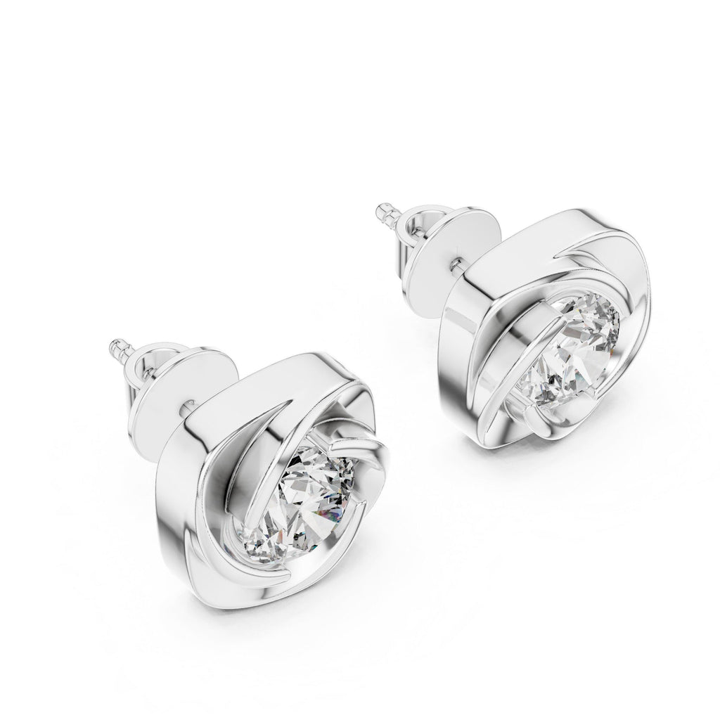 6.3mm Round Moissanite Swirl Cushion Stud Earrings – 925 Sterling Silver, 18K Gold Vermeil