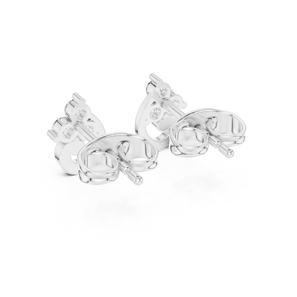 Moissanite Trio Swirl Stud Earrings – 925 Sterling Silver, 18K Gold Vermeil