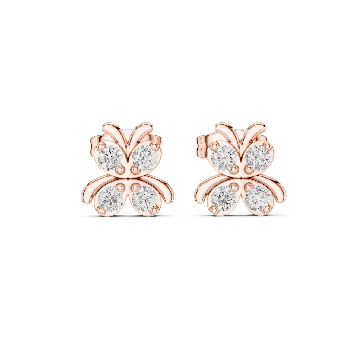 Moissanite Pavé Butterfly Stud Earrings – 925 Sterling Silver, 18K Gold Vermeil
