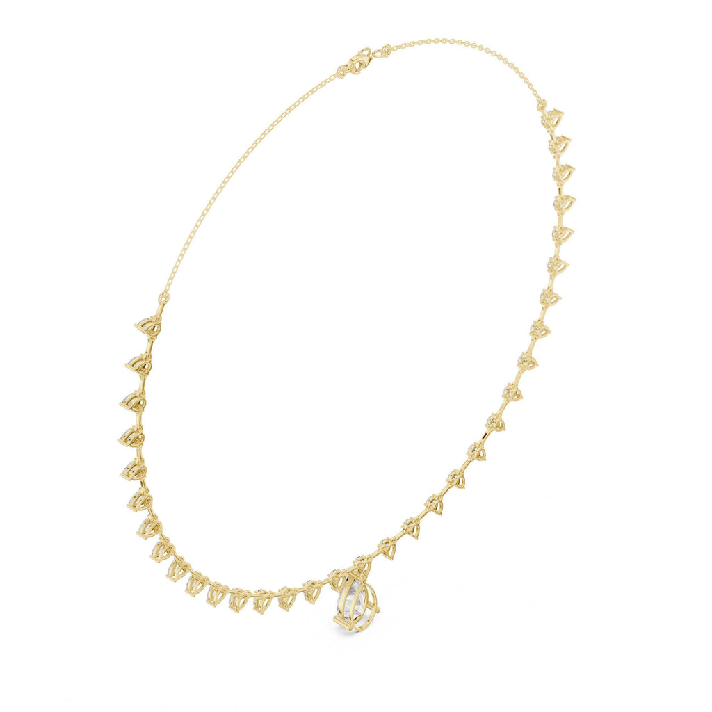 Trillion & Pear Moissanite Fringe Necklace – 925 Sterling Silver, 18K Gold Vermeil