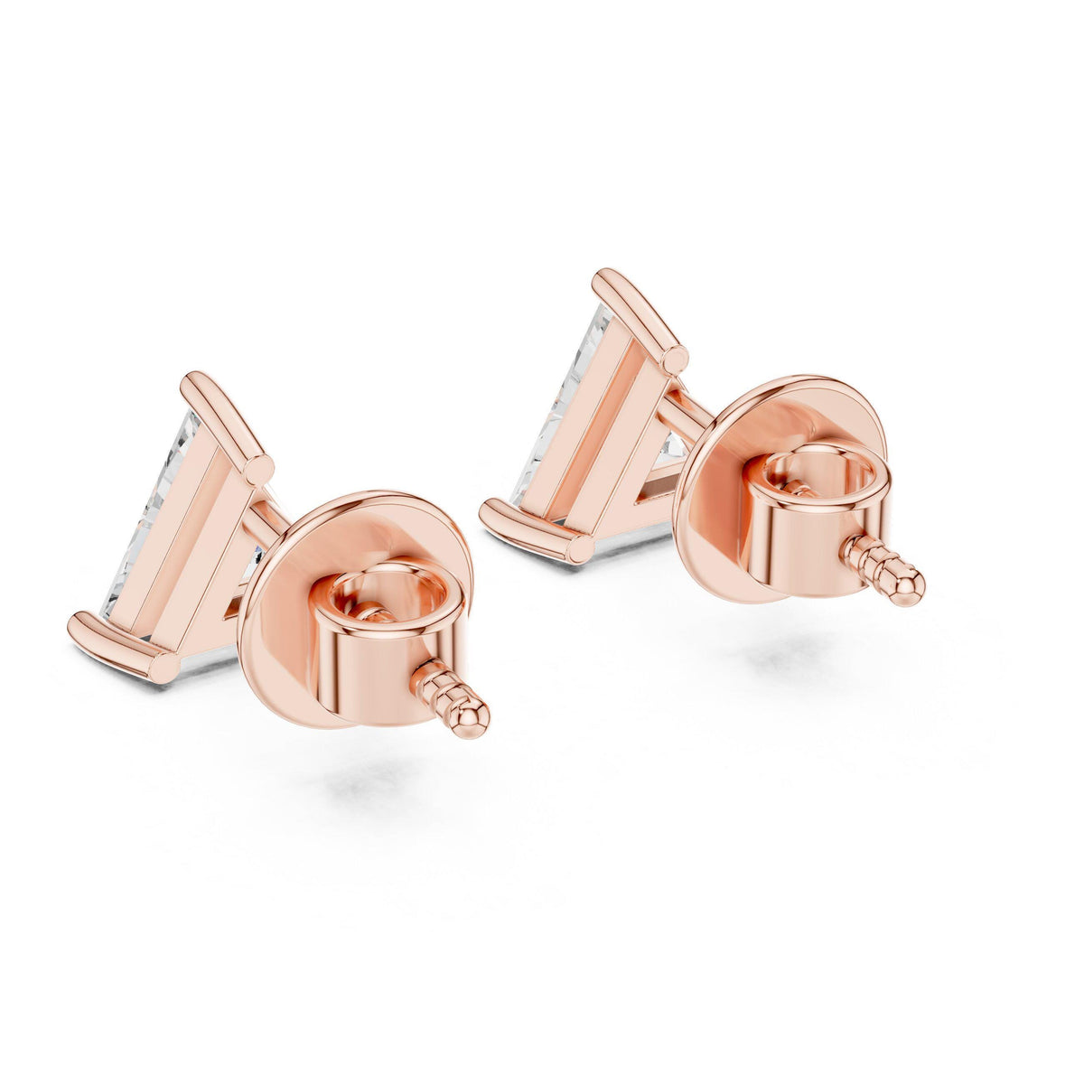 Trillion Moissanite Stud Earrings – 925 Sterling Silver, 18K Gold Vermeil