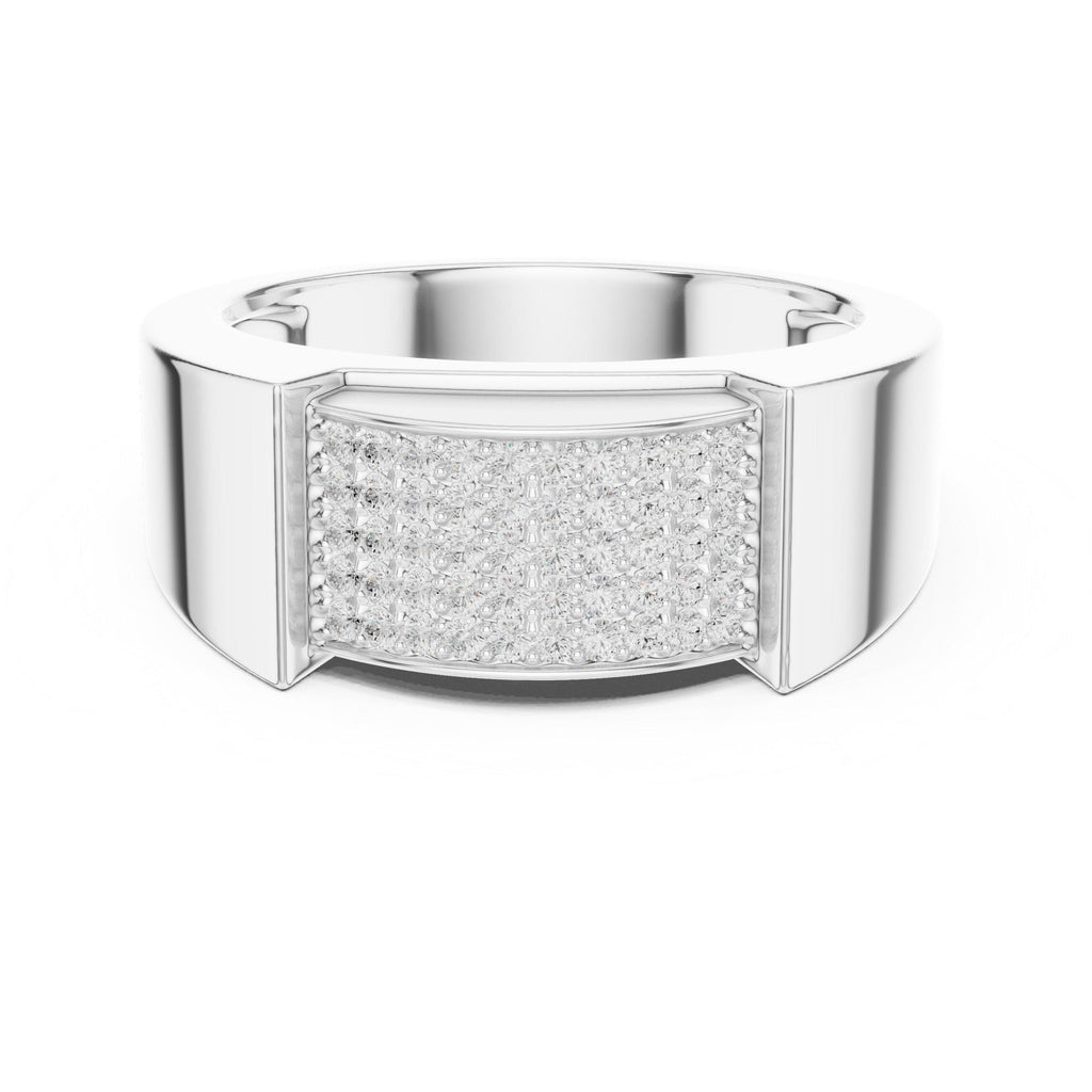 Men's Pavé Moissanite Signet Ring – 925 Sterling Silver, 18K Gold Vermeil