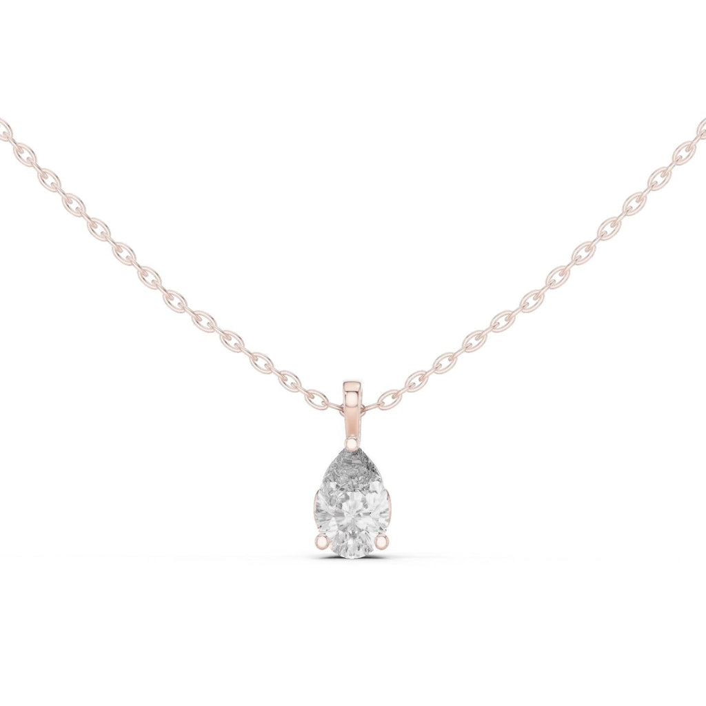 Pear Moissanite Solitaire Pendant Necklace – 925 Sterling Silver, 18K Gold Vermeil