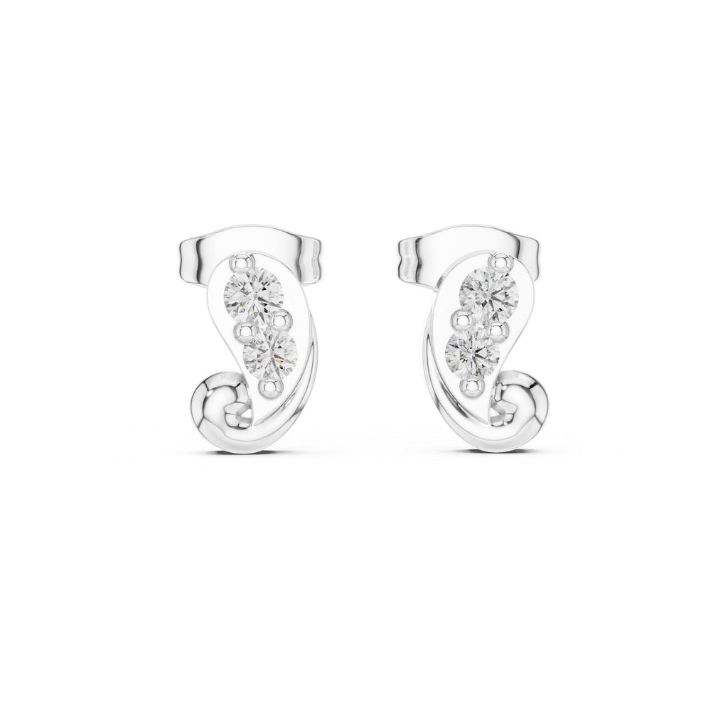 Moissanite Pavé Paisley Stud Earrings – 925 Sterling Silver, 18K Gold Vermeil
