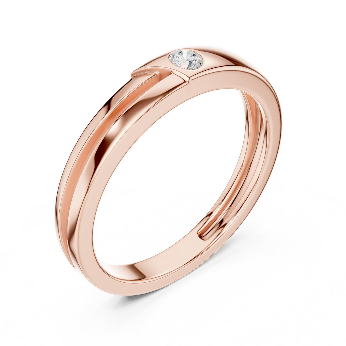 Men's Slim Moissanite Band with Round Accent Stone – 925 Sterling Silver, 18K Gold Vermeil