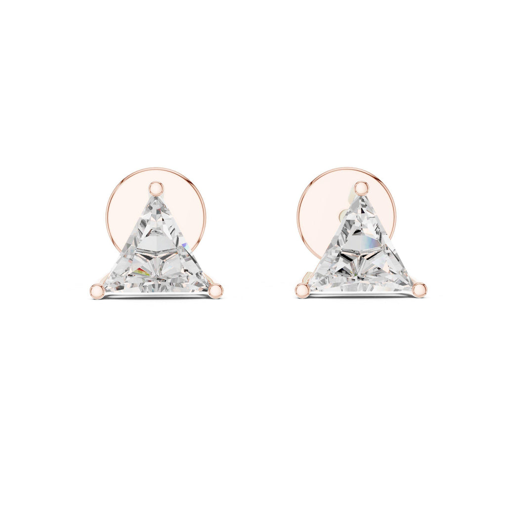 Trillion Moissanite Stud Earrings – 925 Sterling Silver, 18K Gold Vermeil
