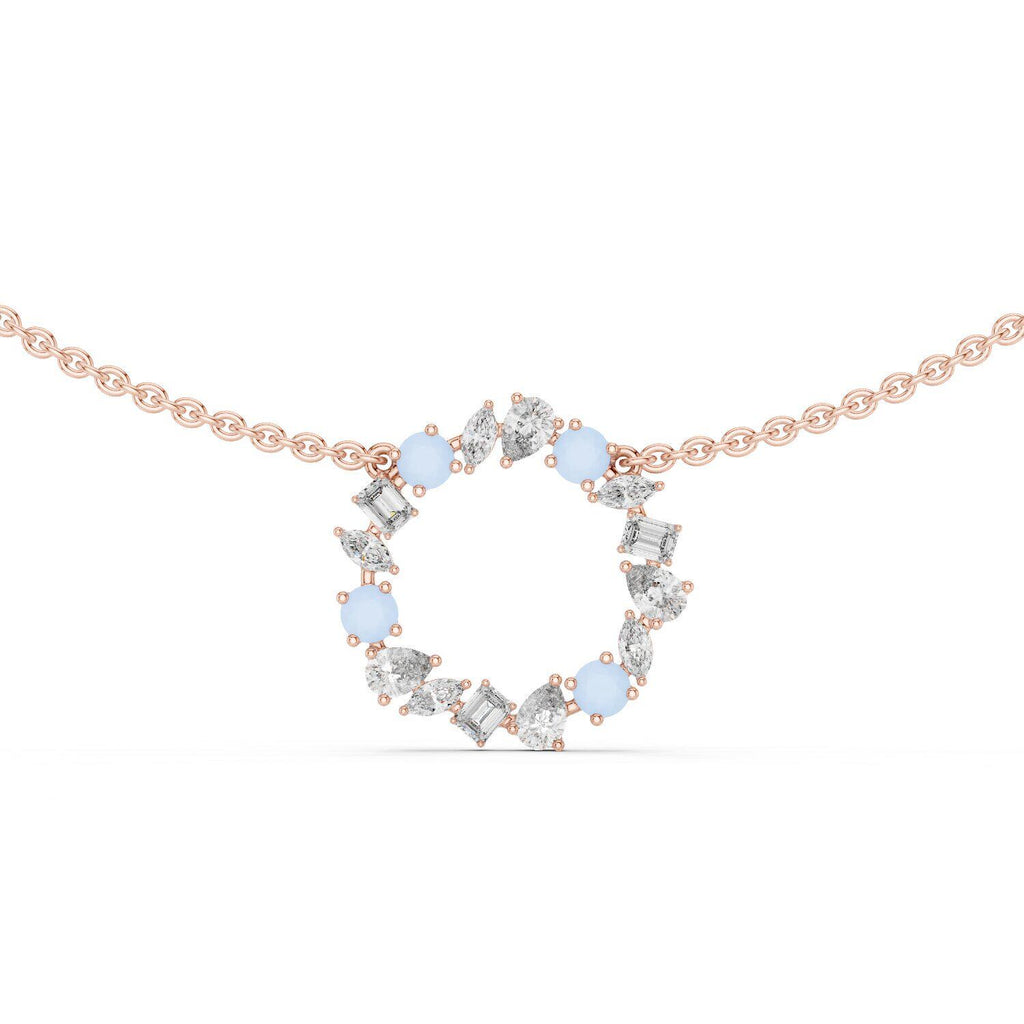 Mixed-Cut Moissanite Open-Circle Necklace – 925 Sterling Silver, 18K Gold Vermeil