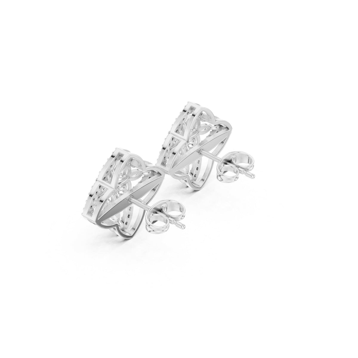 Moissanite Quatrefoil Stud Earrings – 925 Sterling Silver, 18K Gold Vermeil