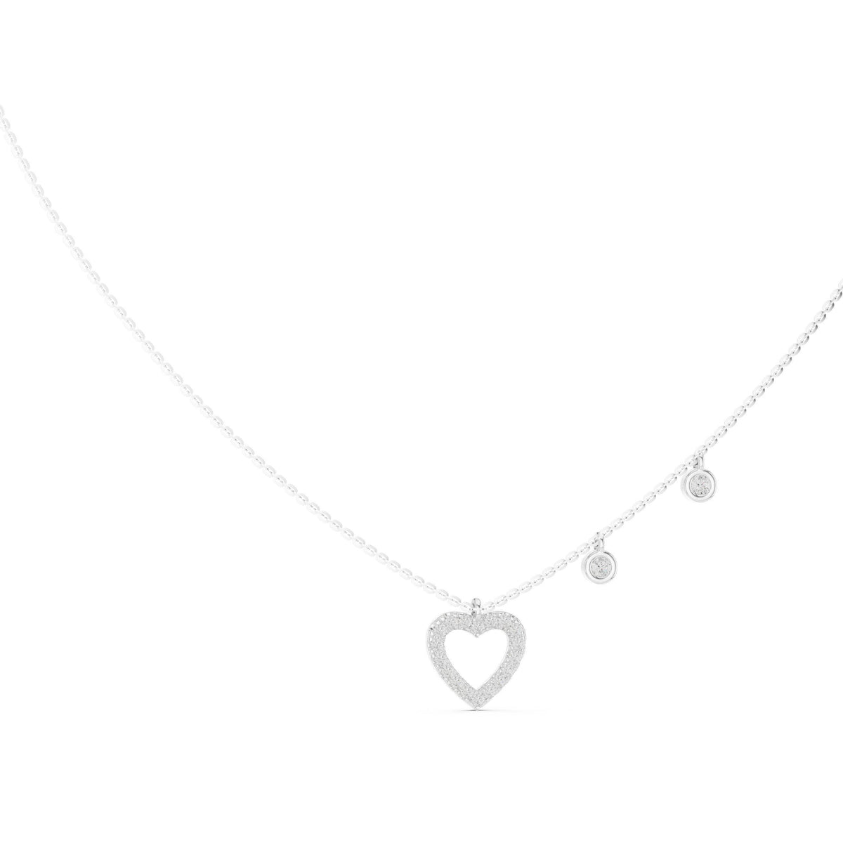 Heart Moissanite Pendant Necklace with Round Charms – 925 Sterling Silver, 18K Gold Vermeil
