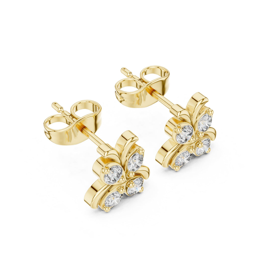Moissanite Pavé Butterfly Stud Earrings – 925 Sterling Silver, 18K Gold Vermeil